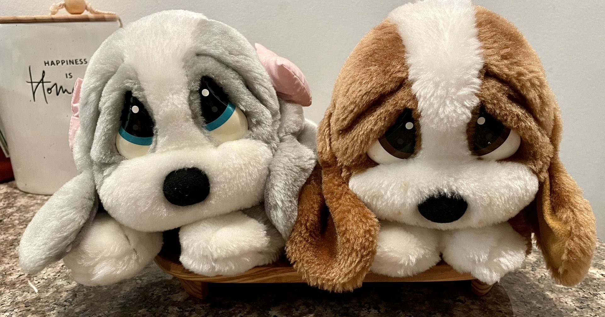 Sad Sam & Honey Brown Grey Basset Hound Plush Dogs Large 14” Vintage Applause