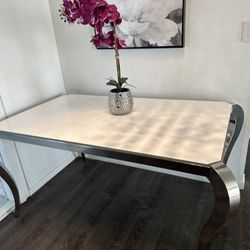 White Glass Table 