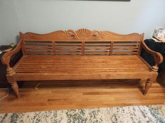 Hand carved wooden bench