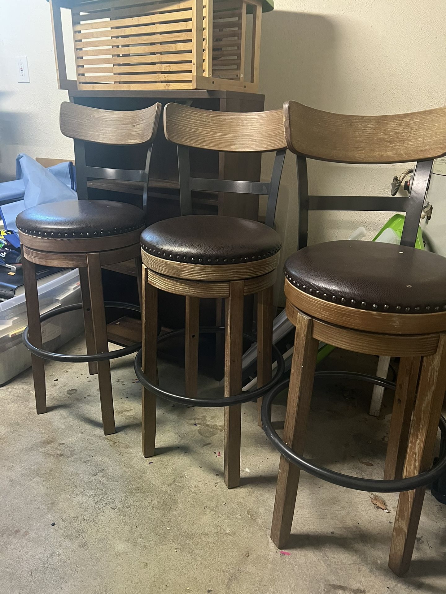 Set of 3 Wooden Swivel Bar Stools β Rustic & Stylish! β¨πͺ
