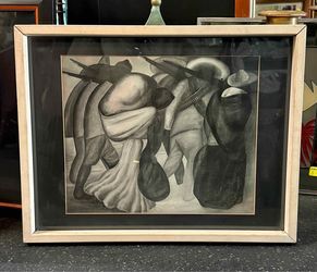 Vintage 1973 Jose Clemente Orozco Museum Print Framed Mexican Modernist Art 1973