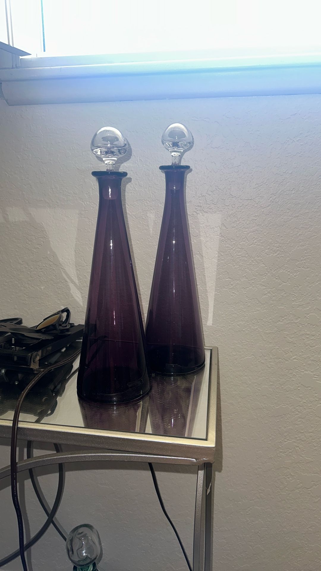 MCM 24.5” Tall Empoli Purple Amethyst Glass Bottle Decanter Vintage 1960’s