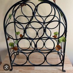Metal Arch Shaped 10 TEN Bottle Wine Rack Leaves