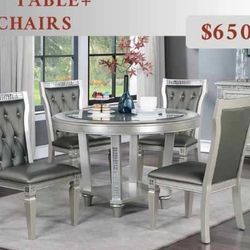 5pc Round Dining Table + 4 Chairs