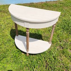 Wooden half-moon console table