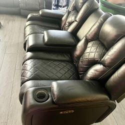 2 Premium Leather Reckoning Sofas 