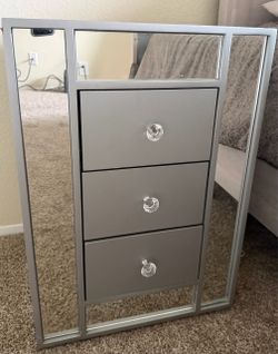 Set of 2 Mirrored 3-Drawer Accent Cabinet