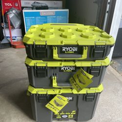 RYOBI LINK Rolling Tool Box with LINK Medium Tool Box and LINK Standard Tool Box ( new )