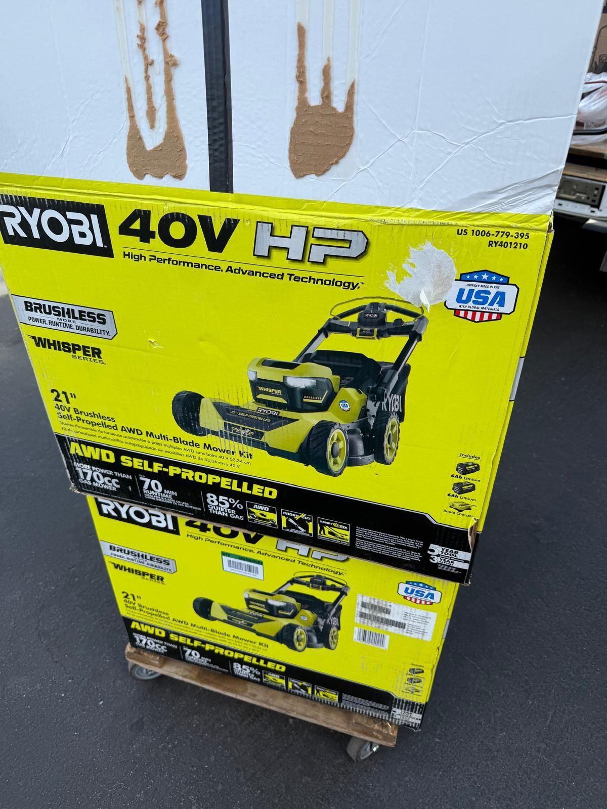 Ryobi 40V HP Brushless Whisper Series 21. in Walk Behind Self-Propelled All Wheel Drive Mower - (2) 6.0 Ah Batteries & Charger