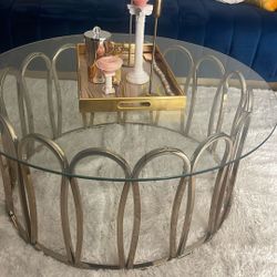 Lounge Table Glass And Gold Base