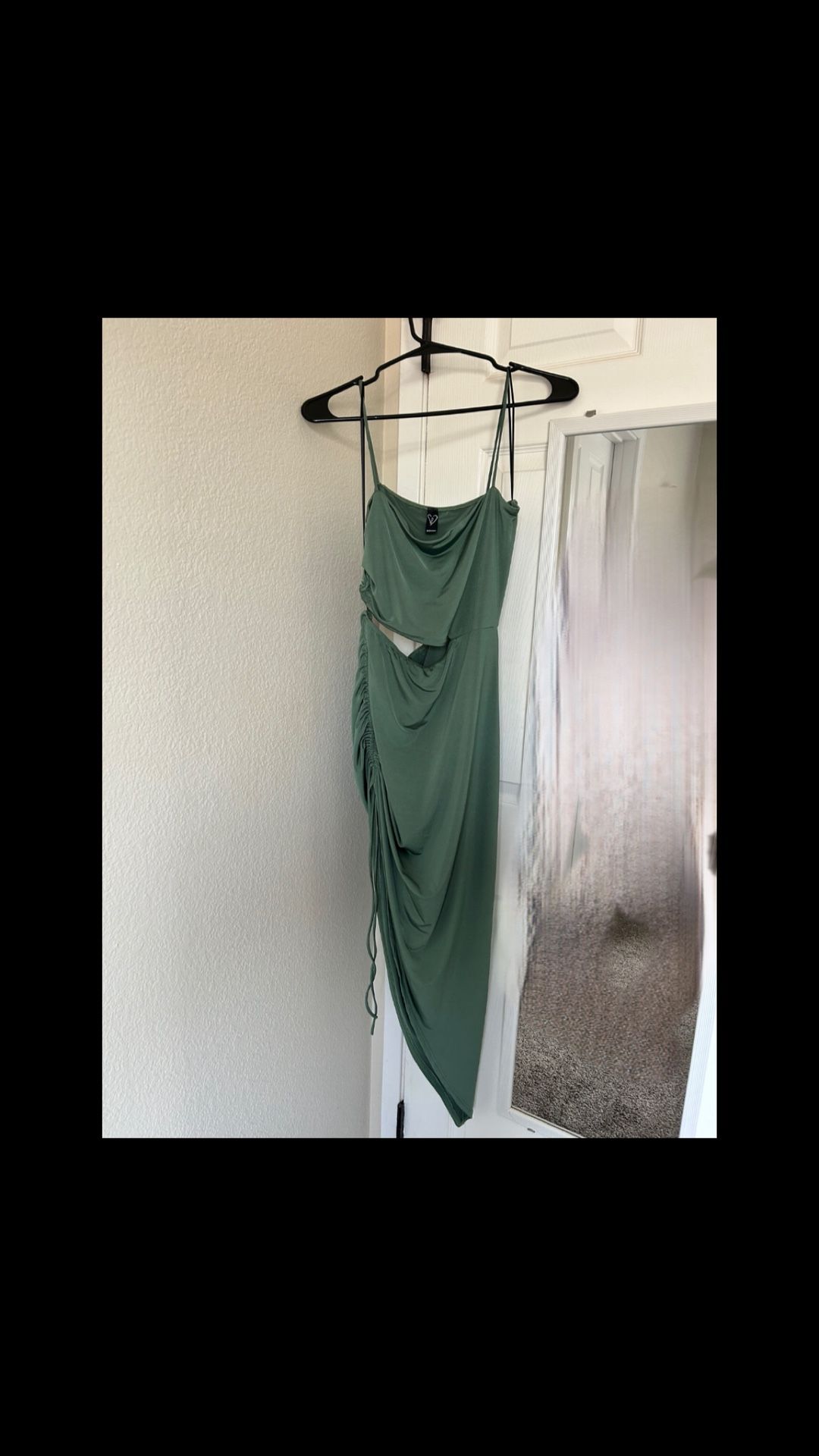Olive Cut Out Dress With Adjustable Slit 