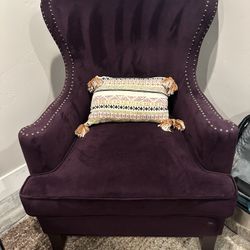 Used Violet Modern Velvet  Arm Chair 
