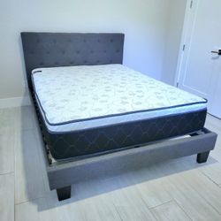 NEW QUEEN PILLOW TOP MATTRESS and BOX SPRING. Bed frame not included 👍