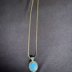 New Turquoise Victorian Pendant with Rhinestones 