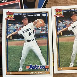 1991 Topps Baseball Card Craig Biggio 3 Cards