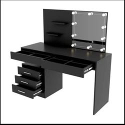 Barletta black Makeup Vanity Desk New With Led Lights