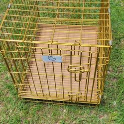 Small Homey Pet Double-Door Dog Crate Tray Removable Floor Grid,24",Gold 