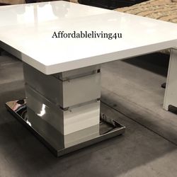 White Chrome Gloss Dining Table Brand New In Box