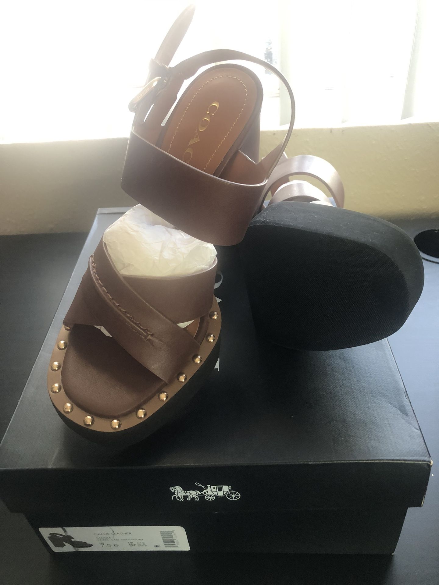New Coach Callie Leather Plataform Sandal