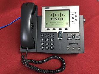 LOT OF 5 Cisco IP Phone CF-7961G Hand Set Base/Stand VoIP Office Business Phones