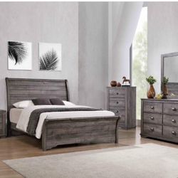 4- Pc Bedroom set Dresser,Mirror  Nightstand (1) Queen size bed frame  Not including Mattress and Box Sp