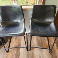 Tall Faux Leather Black Chairs