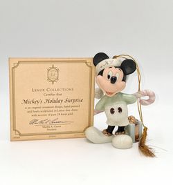 Lenox Disney Mickey's Holiday Surprise Christmas Ornament 2002 with COA