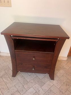 Dark Wood Nightstand with Drawers
