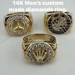 14K Men’s custom made Diamonds ring. brand new