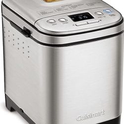 Cuisinart Bread Maker Machine, Stainless Steel Automatic Bread Machine with 12 Menu Options, 3 Loaf Sizes up to 2 Lb., 3 Crust Colors, Removable Nonst