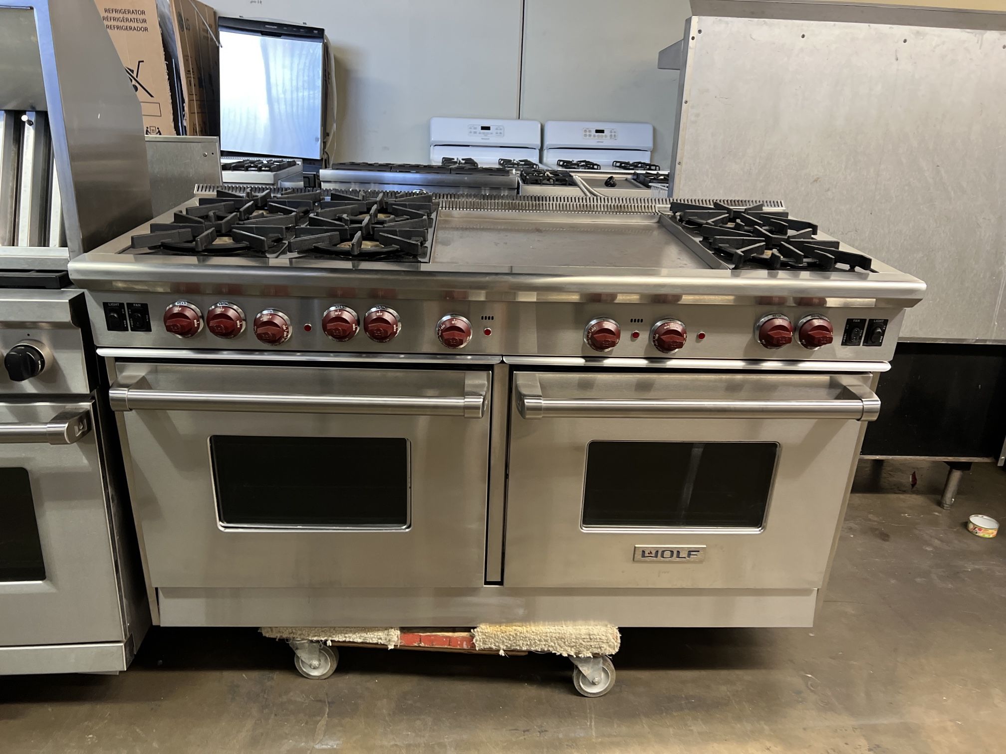 Wolf 60”Wide Gas Range Stove Stainless Steel With 24”Griddle