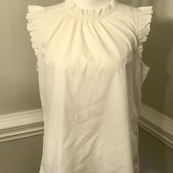 NWT, Sleeveless Ruffleneck Top in Solid White (medium) from Jcrew Factory 