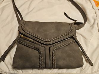 Gray PURSE  exterior zippers & snap closure