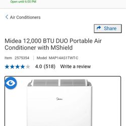 Midea 12000 BTU Portable Air Conditioner 