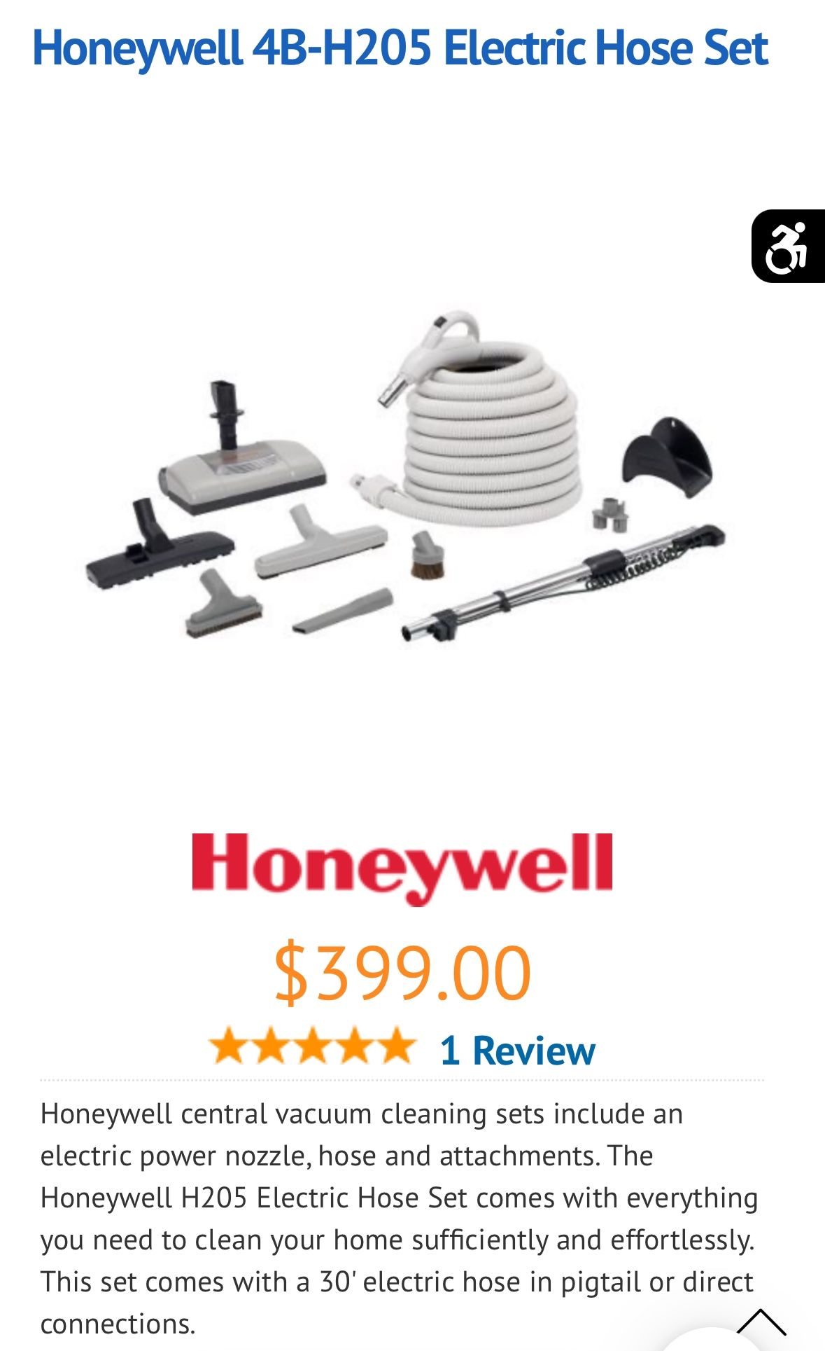 Honeywell Central Vacuum Cleaning Set