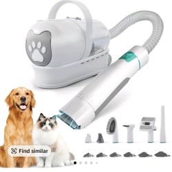Pet Grooming 7-in-1 Kit with Vacuum Function for Dogs & Cats Low Noise Design 6 Guide Combs for Precise Trimming Effortless Grooming & Vacuuming