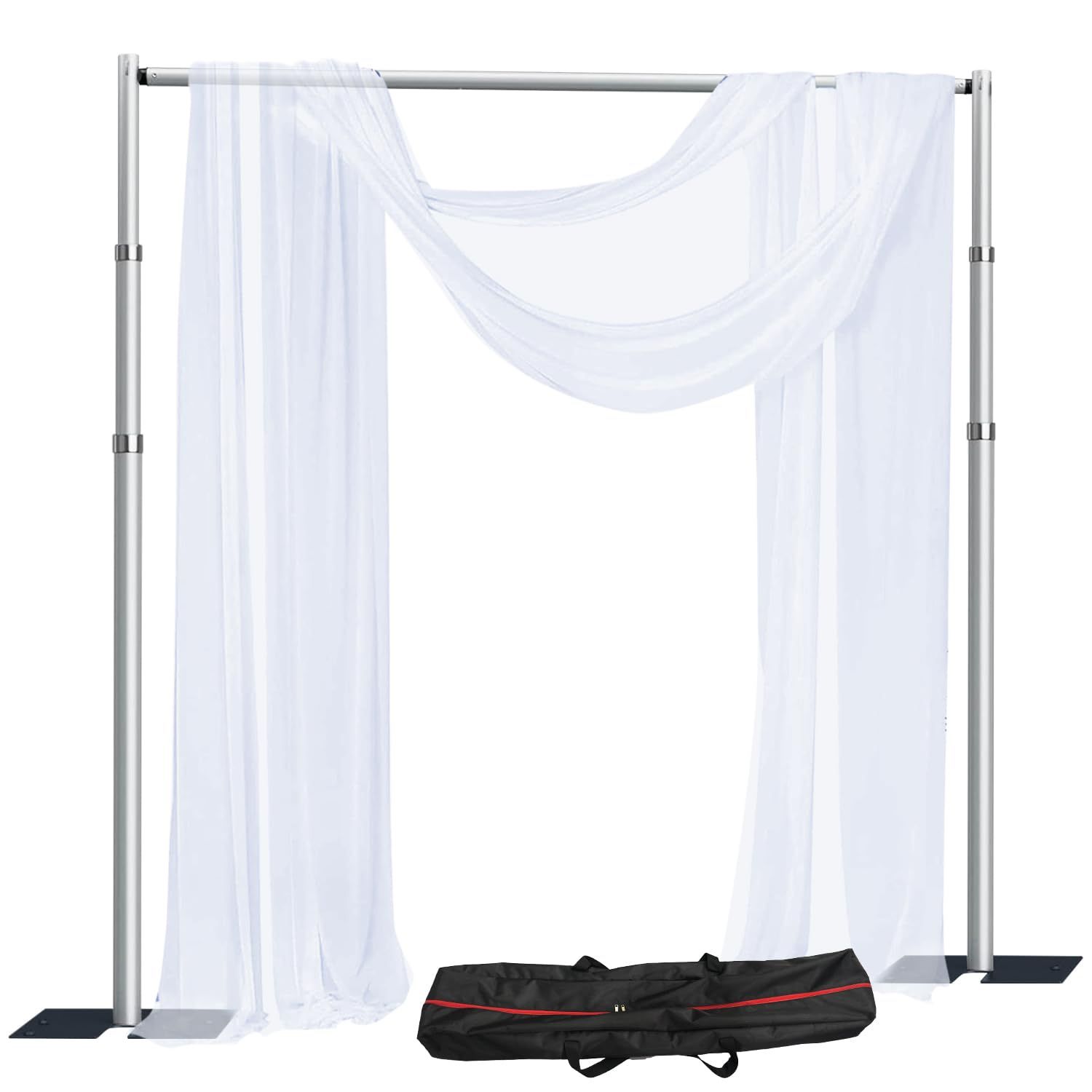 SLOW DOLPHIN 10x 10ft Pipe And Drap Backdrop Stand Kit,Heavy Duty Adjustable Frame Backdrop Stand For Event, Birthday Party, Displays And Wedding Deco
