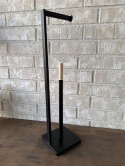 Freestanding Toilet Paper Holder Matte Black - Brightroom™: Steel Construction, 22.99" Tall, Storage Solution