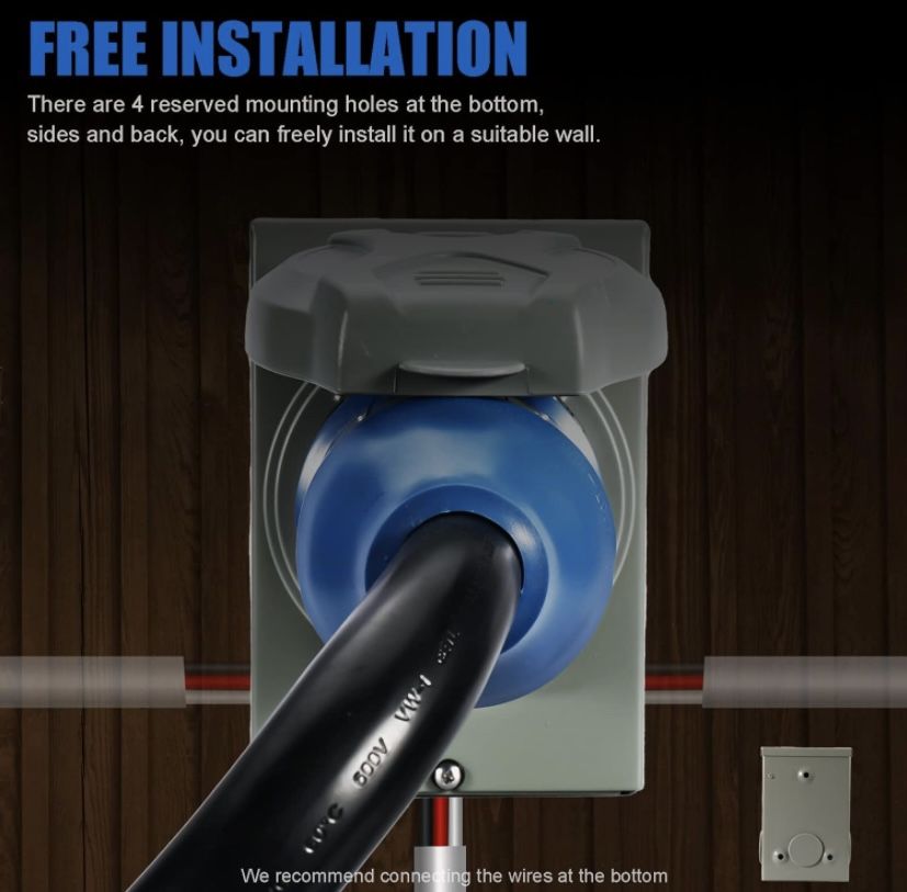 50 Amp Generator Cord and Power Inlet Box, 15FT Generator Cords 50 Amp,125V/250V