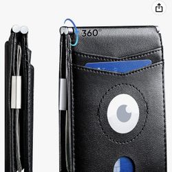 Wallet for Men with AirTag Holder,360° Flip Money Clip,Slim Bifold Leather Wallets for Men,RFID Blocking Minimalist Front Pocket Wallet,Credit Card Ho