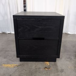 Simple Black Two-Drawer Nightstand