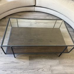 Modern Wood & Glass Coffee Table - Like New - $200