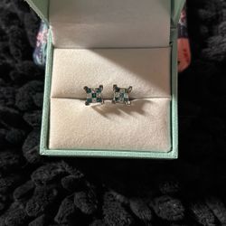 White Gold, Screw Backs Real Diamond Earrings