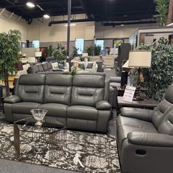 Top Grain Leather Double Reclining Sofa