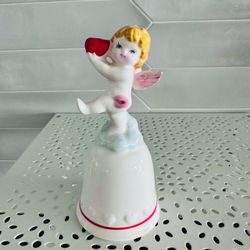 Vintage Napcoware Japan Cupid angel valentine bell  5 1/4” tall  No chips or cracks