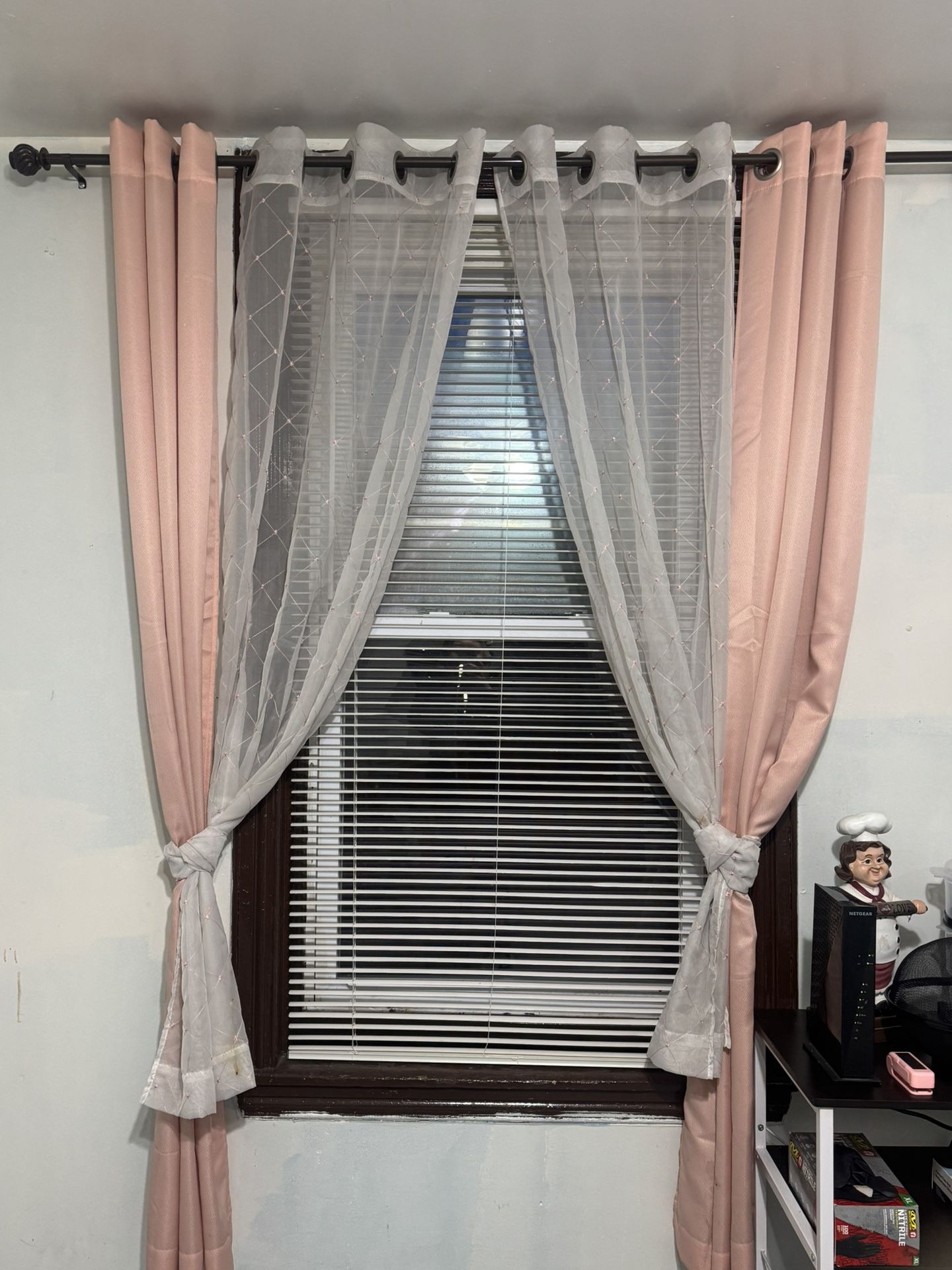 Pink & Sheer Curtains + Curtain Rod