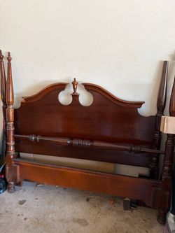 Queen-Size Wooden Poster / Spool Bed Frame