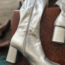 metallic knee high boots 