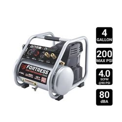 4 Gallon, 200 PSI High Performance Oil-Free Hand-Carry Jobsite Air Compressor