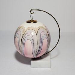 Hand Blown Glass Ornament with Stand Pink Blue Purple